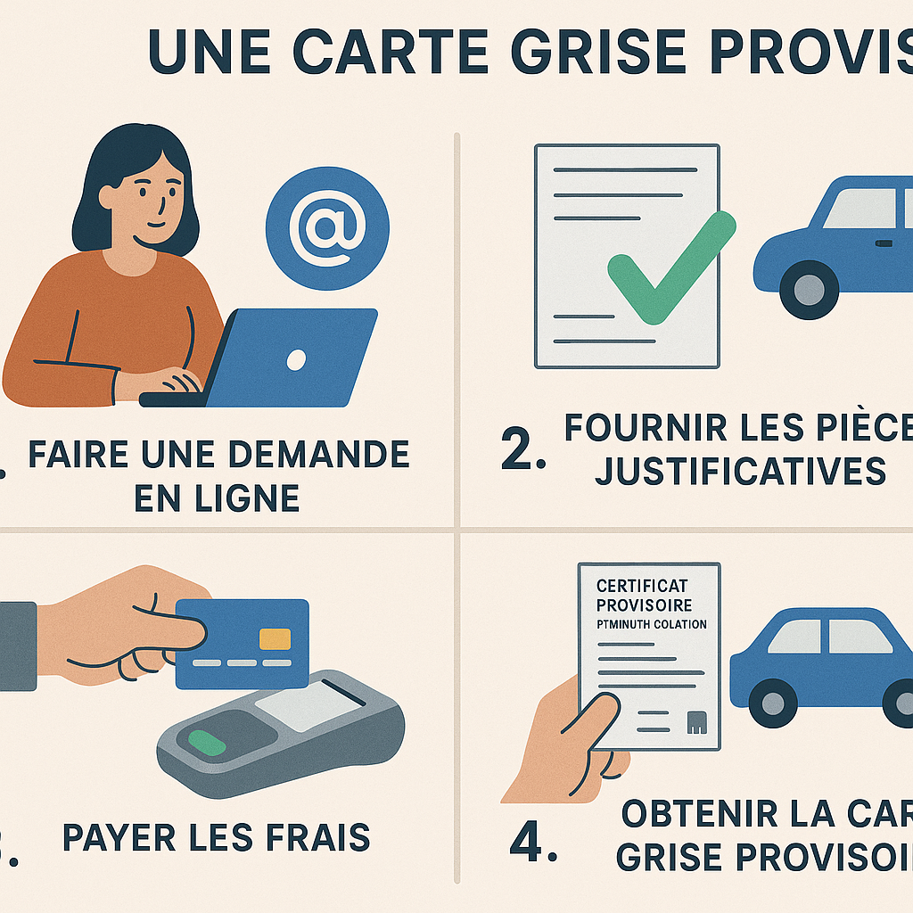 Illustration des démarches pour obtenir une carte grise provisoire pour un véhicule importé