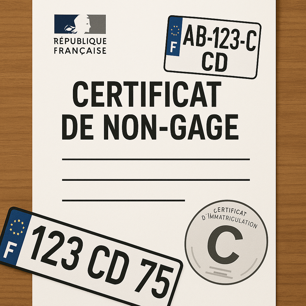 Exemple de certificat de non-gage pour un véhicule neuf