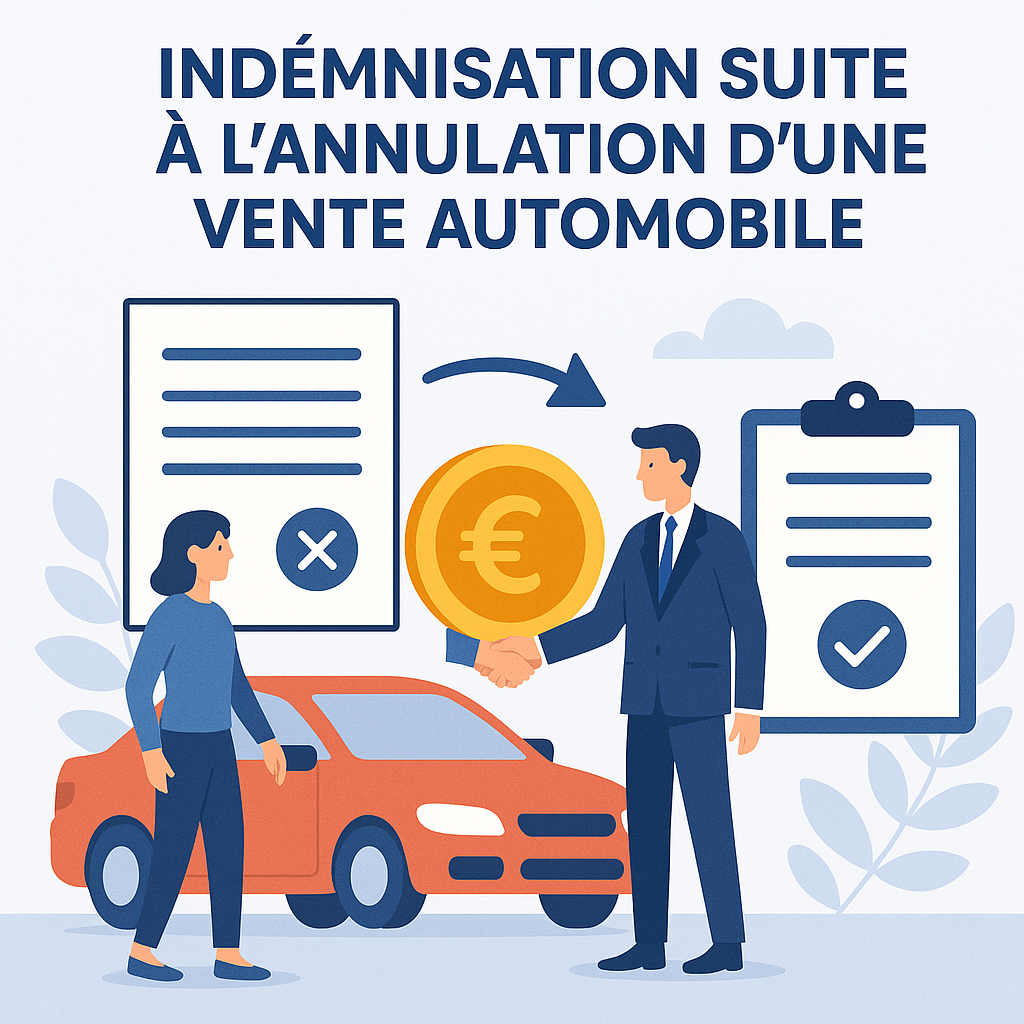 Infographie sur les étapes de l'indemnisation après l'annulation d'une vente de véhicule