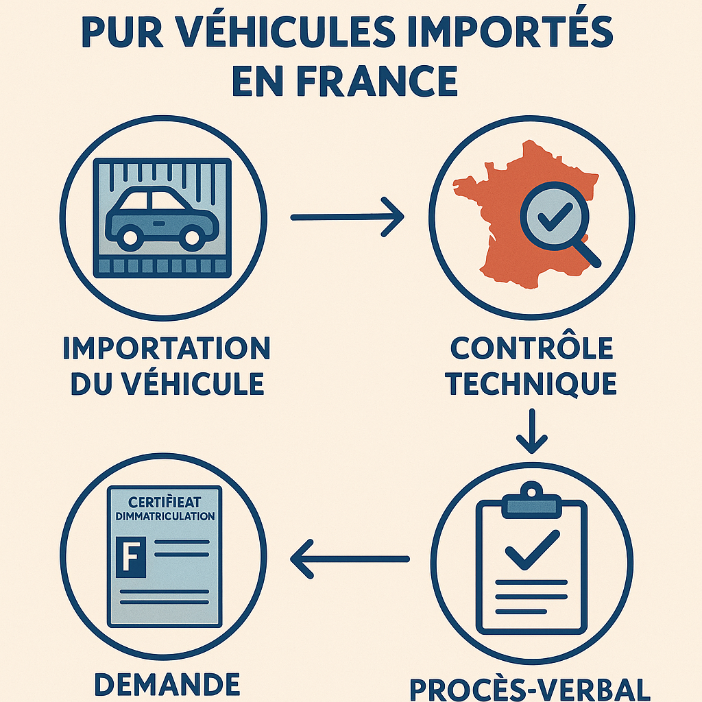 Infographie sur le contrôle technique pour les véhicules importés en France